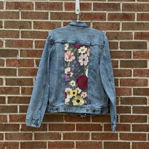 Reworked pink floral  jean Jacket