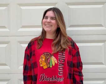 Reworked Blackhawks Flannel T-shirt