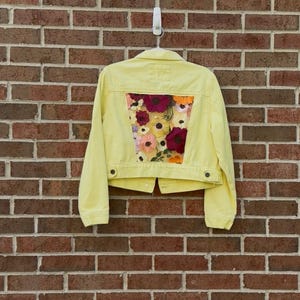 Reworked yellow floral jean Jacket