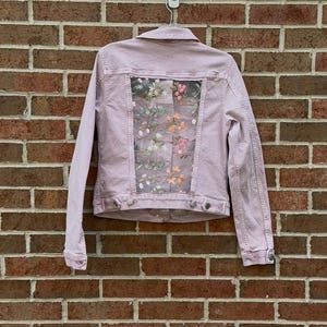 Reworked pink floral jean Jacket