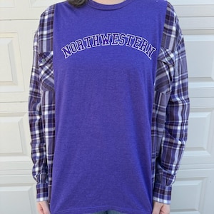 Reworked Northwestern University Flannel T-shirt