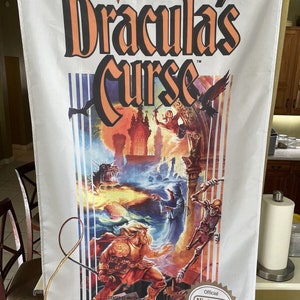 CASTLEVANIA III Dracula&#39;s Curse Nintendo NES Boxart 5&#39; Simon Belmont Flag Poster