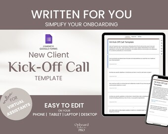 Onboarding Template Kick Off Call Template Onboarding Process New Client Form for Virtual Assistant Business Forms