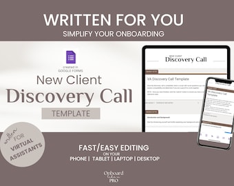 Onboarding Process Form for New Client Discovery Call Template Onboarding Template Virtual Assistant Business Forms Client Onboarding Pack
