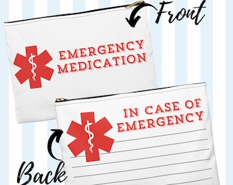 Emergency Medication Pouch, Medical Alert, Epi-Pen Bag