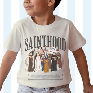 Children&#39;s Sainthood with Ephesians 2:19-20 Tee - Youth & Toddler sizes - Catholic Saints for Kids - All Saints Day Shirt for School