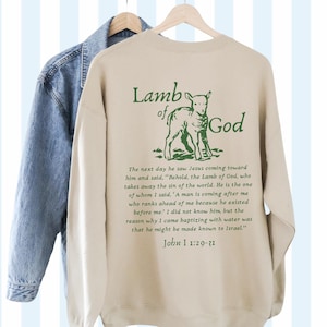Lamb of God Christian Crewneck - John 1 1:29-31 Sweatshirt - Catholic Gift - Holy Faith Outfit - Modern Church Pullover