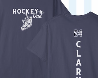 Custom Hockey Dad T-Shirt, Personalized Comfort Colors Game Day Tee