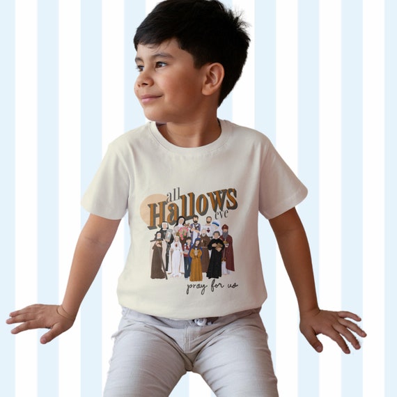 All Hallows Eve Catholic Saints Youth & Toddler Sizes T-shirt - Holy Halloween and All Saints Day Tee - Christian Religious Gift