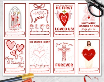 Afdrukbare katholieke Valentijnsdagkaarten voor kinderen in de klas - kaarten direct downloaden - Cadeaukaartjes - Christelijk schoolfeest