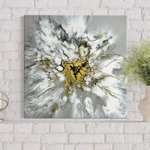 Original handgemachtes abstraktes Gemälde: Bronze, Gold und Grau - Leinwand (50 x 50 cm).