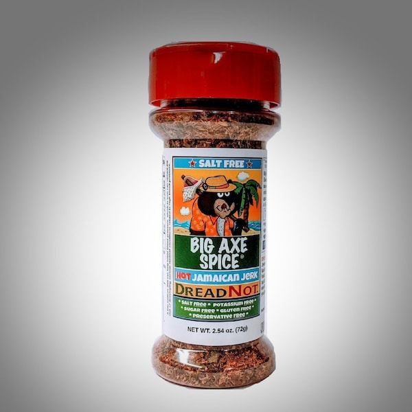 No Salt DreadNot™ Jamaican Jerk Caribbean Big Axe Spice® Salt Free Seasonings Bottle