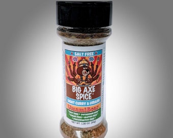 No Salt UmamiBear™ Light Curry and Umami Big Axe Spice® Salt Free Seasonings BOTTLE
