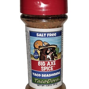 No Salt TacoDora™ Taco Big Axe Spice® Salt Free Seasonings Bottle