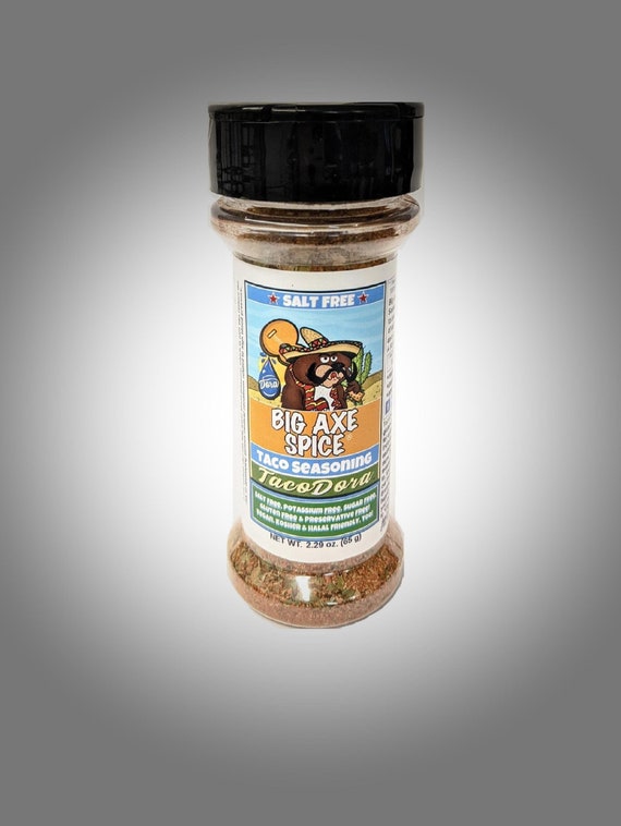 No Salt Tacodora™ Taco Big Axe Spice® Salt Free Seasonings Bottle 