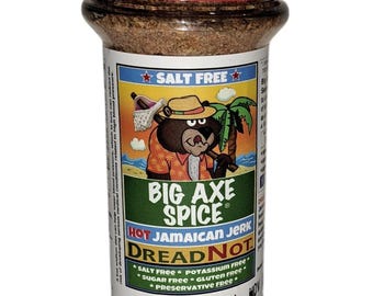No Salt DreadNot™ Jamaican Jerk Caribbean Big Axe Spice® Salt Free Seasonings Bottle