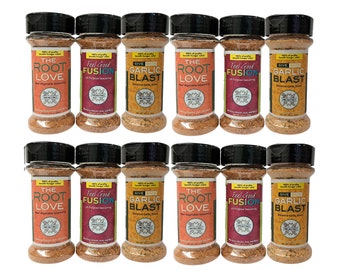 MVM Miami Valley Meals 12-Pack Seasonings (4 each Flavor) - Blending Mission, Love, and Flavor: Root of Love; Garlic Blast; Feel Good Fusion