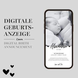 Modèle d'annonce de naissance I eCard Annonce de naissance pour bébé I Annonce de naissance numérique avec photo I Carte de naissance Whatsapp I 01