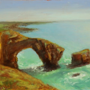 Puente Verde Gales. Original plein air pintura al óleo paisaje marino único en su tipo hecho a mano 12 x 16 &quot; obra de arteimpresionim.