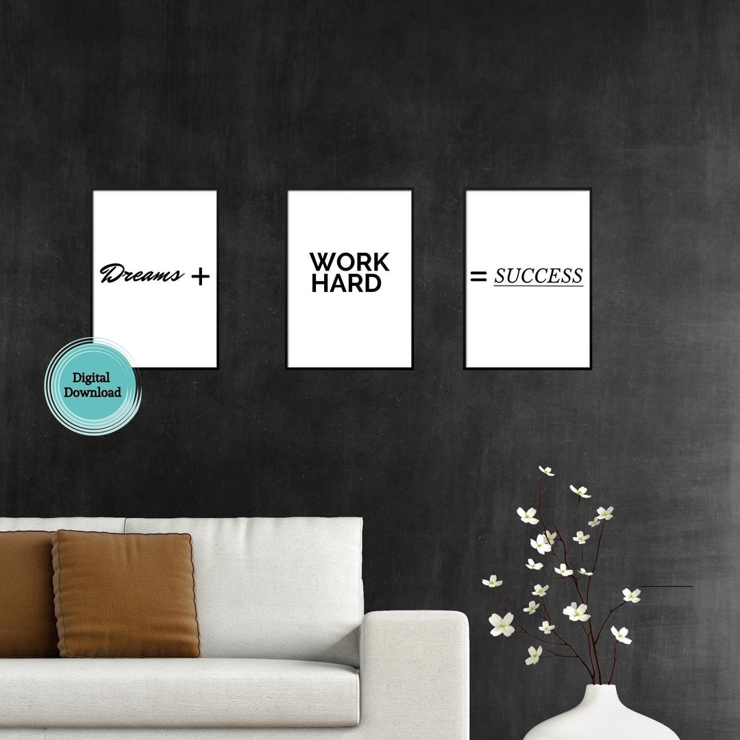 3 Piece Wall Art Work Hard Wall Art Success Wall Art Dream Etsy