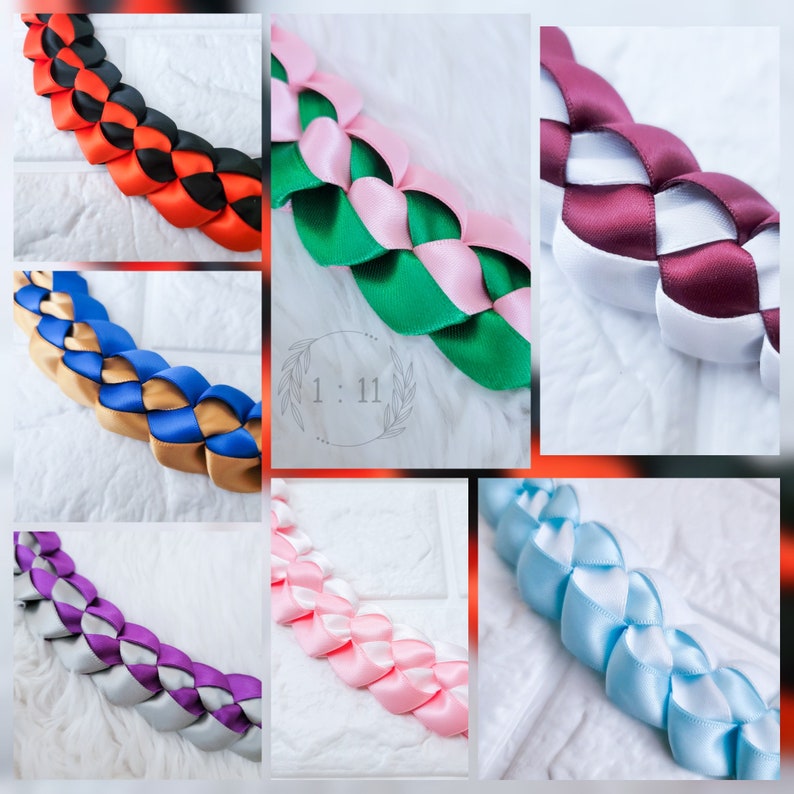 Satin braided lei, ribbon lei, floral lei, graduation lei, grad gift, for graduate, for grad, for student, graduation lei, 2024 image 4