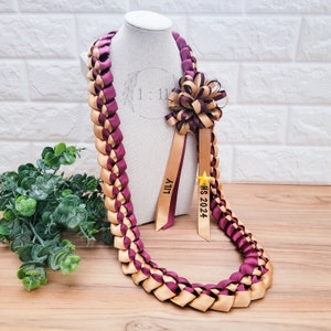 Satin braided lei, ribbon lei, floral lei, graduation lei, grad gift, for graduate, for grad, for student, graduation lei, 2024