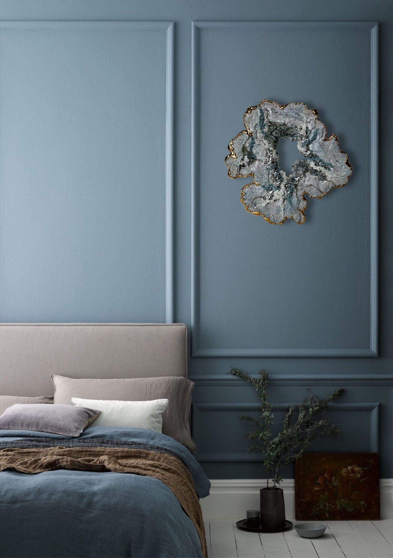 LILEYN 16x16 Luxury 3D Wall Art,sculptural Painting, Pyrite, Quartz, 3D