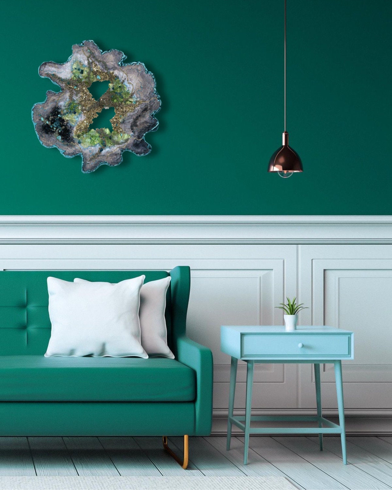 VIVIEN 16x16 Luxury 3D Wall Art,sculptural Painting, Pyrite