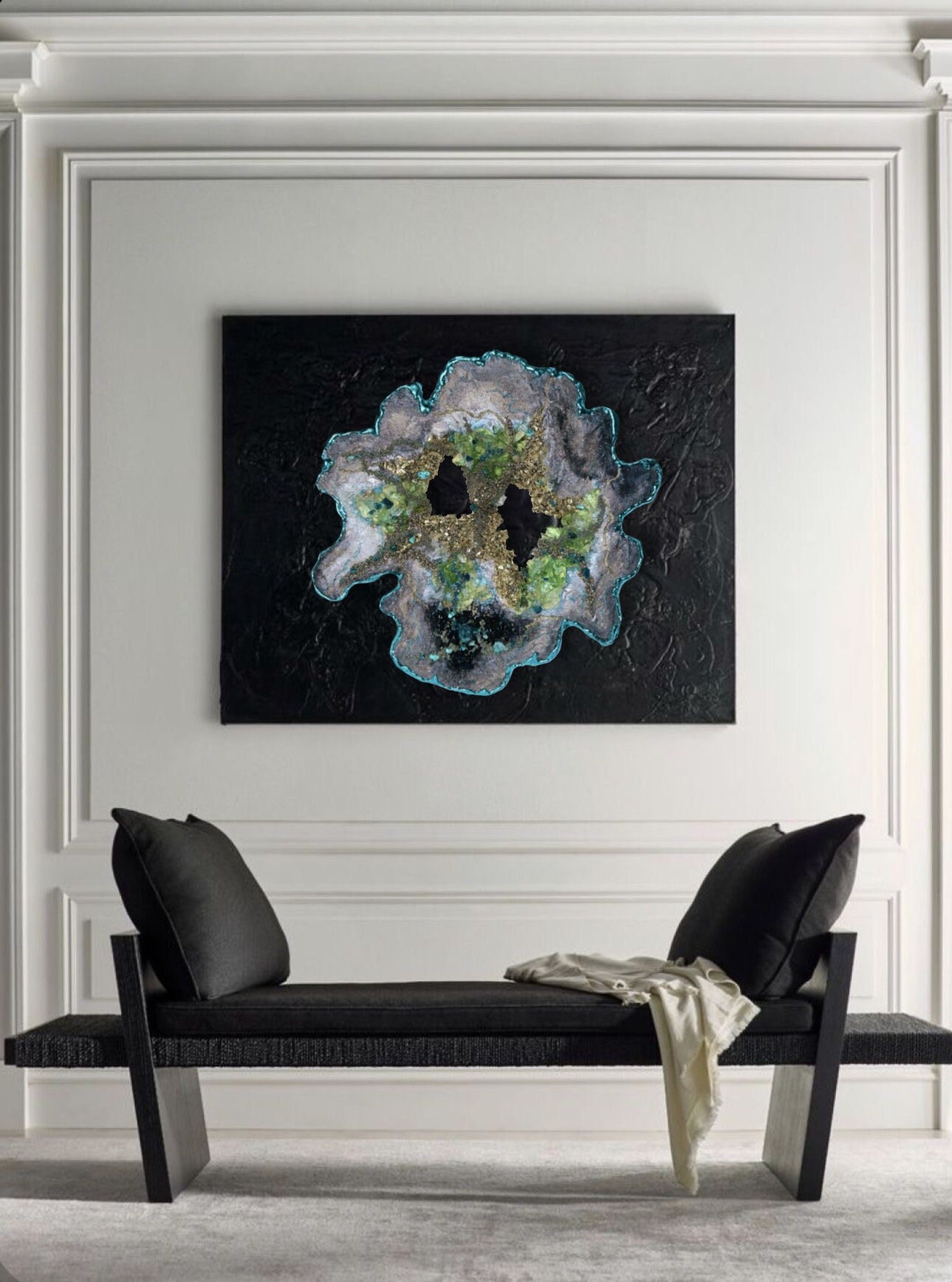 VIVIEN 16x16 Luxury 3D Wall Art,sculptural Painting, Pyrite