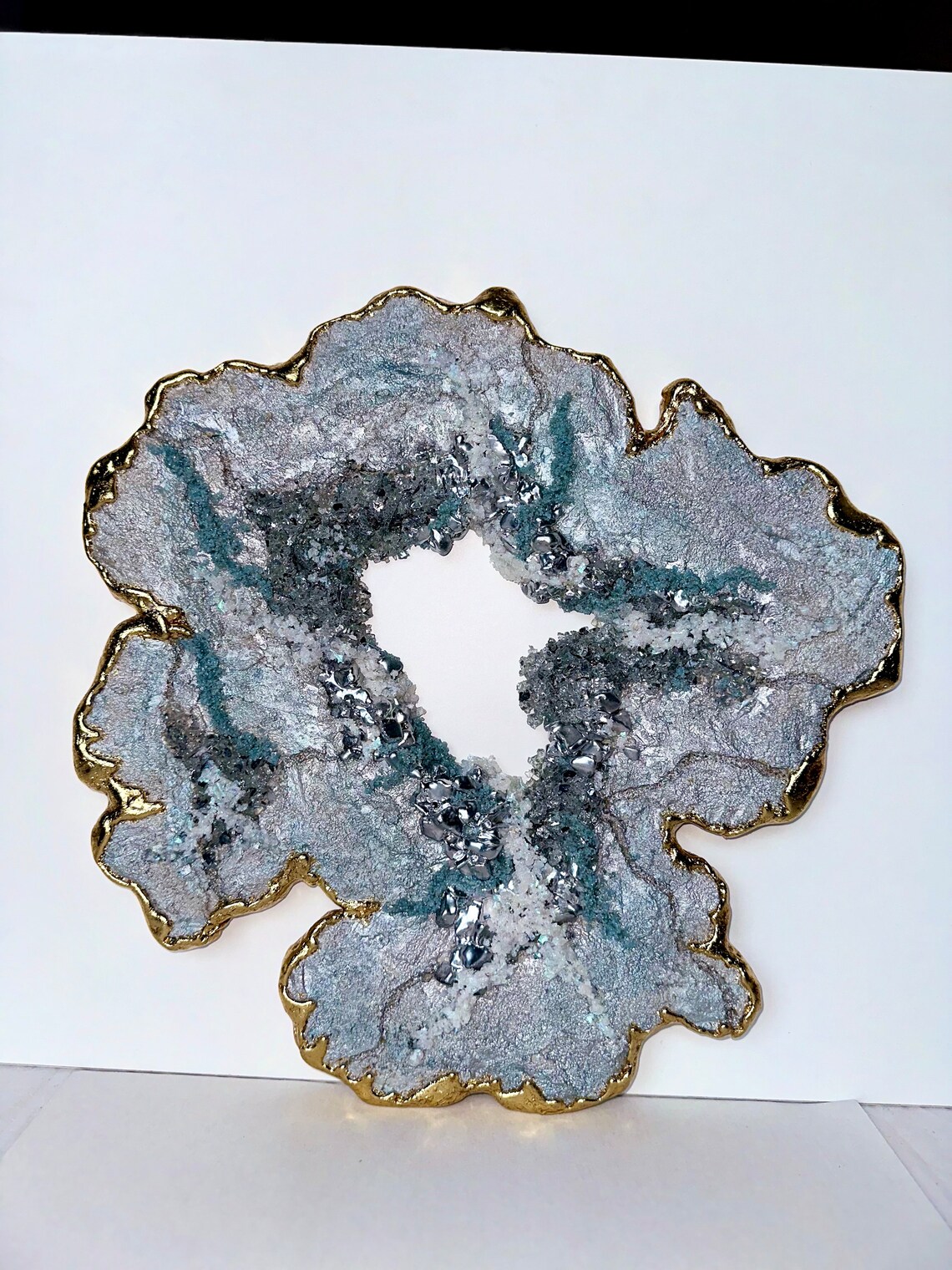 LILEYN 16x16 Luxury 3D Wall Art,sculptural Painting, Pyrite, Quartz, 3D