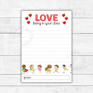 Cartão de biscoito de professor, amor por estar na sua classe, 3,5" x 5", cartão de biscoito, doces, guloseimas, presentes, cartões escolares, cartões de fim de ano do dia dos namorados