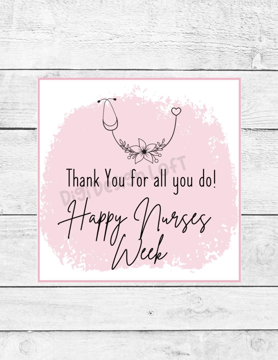 Nurse Appreciation Gift Tags Pink Nurse Thank You Tags Cookie Tags 2 & 2.5 Square Tag Instant
