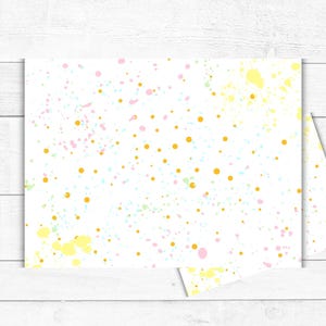 Caixa de apoio - Caixa de apoio para embalagens de biscoitos/doces/artesanato - Cartões - Design de respingos pastel de 5,25" x 7,5" - Cartões multiuso para uso durante todo o ano