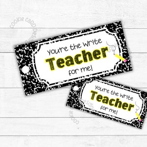 Lehrer Geschenkanhänger - SKINNY Größe - 1,5 "x 3,25" - Sie sind der SCHREIB-LEHRER für mich Schule / Lehrer Wertschätzung / Danke Geschenkanhänger