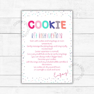 Instructiekaarten koekjesset 3,5 x 5 inch afdrukbare royal icing DIY koekjesset instructiekaarten - hoe suikerkoekje te versieren - voor alle gelegenheden