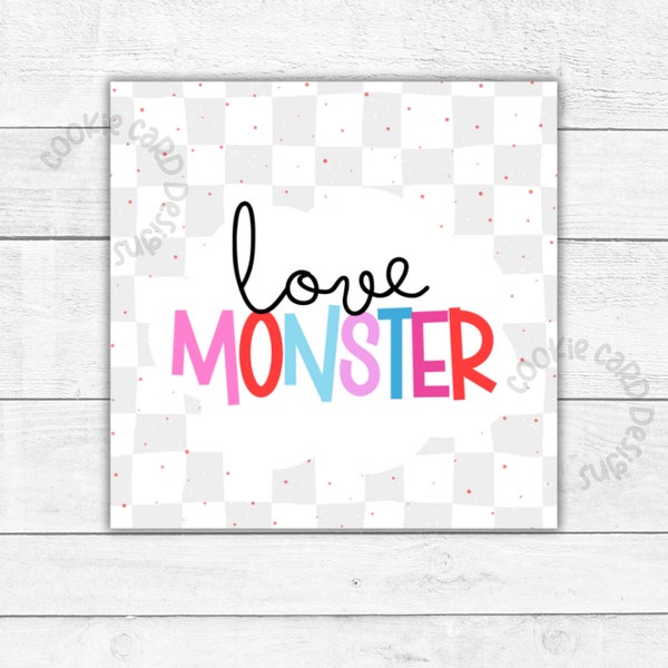 Love Monster Printable Gift Tag 2" & 2.5" Square Valentine Love Monster Gift/Favor/Tag/Card