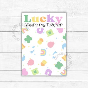 Cartes porte-bonheur pour la Saint-Patrick - 3,5 x 5 po. Cartes cadeau Mini biscuit de la chance que vous êtes mon prof - cadeau/carte cadeau imprimable