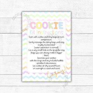DIY Cookie Kit Anleitung - 3,5 "x 5" druckbare Anleitung für Keksdekorationskarten - Royal Icing Wie man Zuckerkekse dekoriert