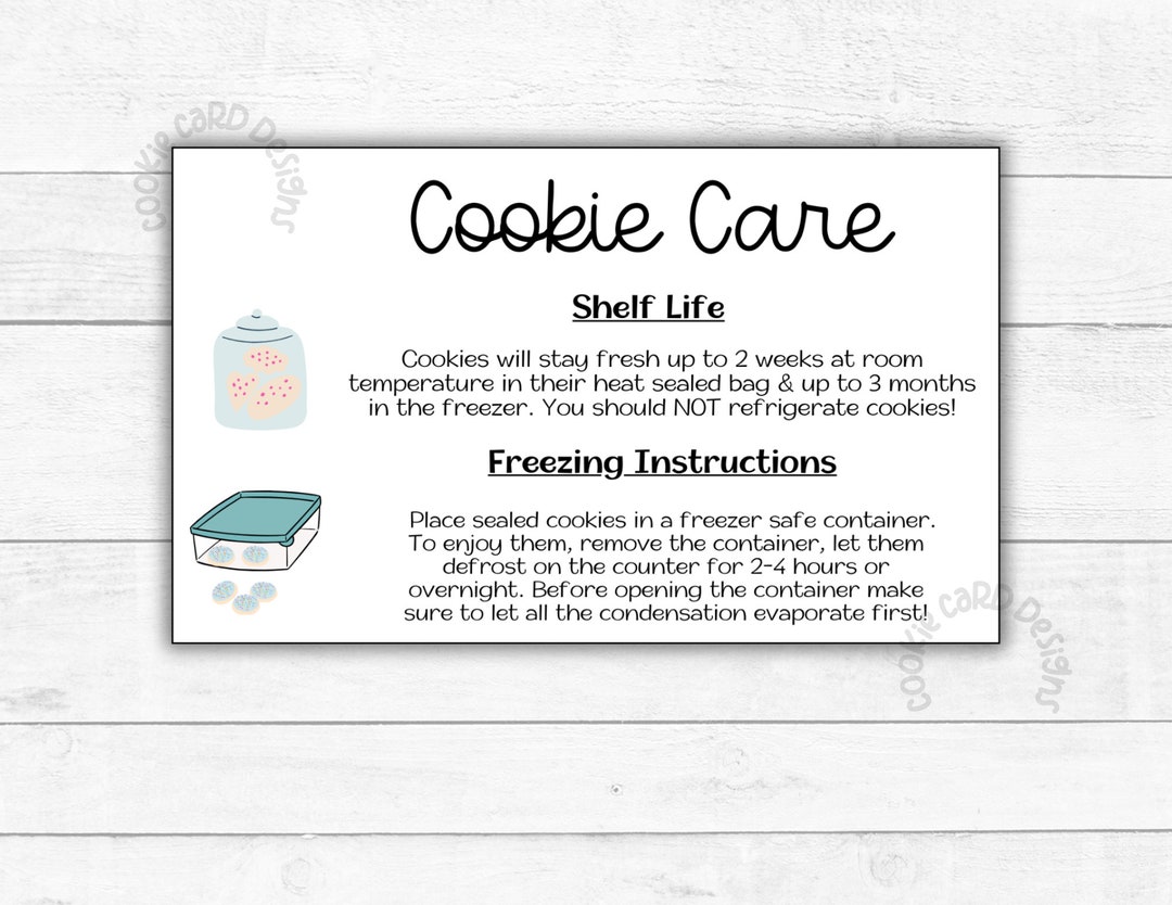 Cookie Care Storage & Freezing Cards 3 X 5 for Decorated Royal Icing