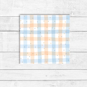 Cookie Box Backer Bundle 4&quot;,4.5&quot; & 5&quot;  - Blue and Orange Plaid Cards - Packaging Inserts For Cookie/Treat/Favors/Gifts