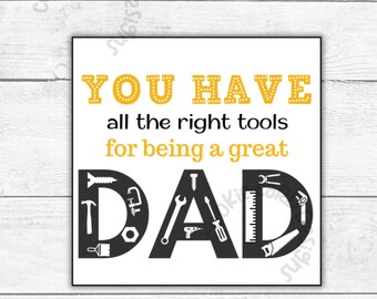 First Time Dad Gift Tags - Tool/Building - 2" &  2.5" - Square Tags - Instant Download