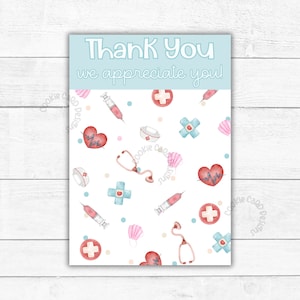 Medical Appreciation Card - Printable Thank You We Appreciate You! Cookie Favor Gift Card for Nurse, Doctor, Pharmacist, Tech
