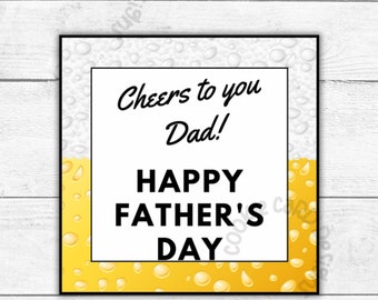 Father's Day Gift Tags - Cheers to you Dad - Beers and Cheers Gift Tags - 2" &  2.5" - Square Tags