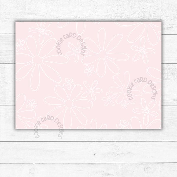 Box Backer  - Printable Pink and White Floral Daisy Packaging - Cookie/Candy/Craft Packaging Box Backer Cards - (7.25" X 5.25")