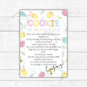 Ostern DIY Cookie Kit Anleitung - 3,5 "x 5" druckbare Osterkarten - wie man Zuckerplätzchen dekoriert