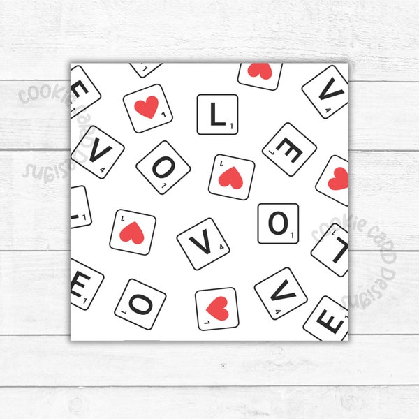 Box Backer Bundle - 4" 4.5" & 5" Scrabble Valentine Packaging For Cookies Candies Chocolates - Holiday Box Backers - Valentine Printables