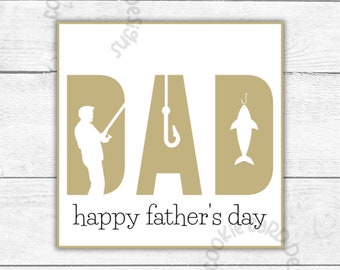 Fishing DAD Happy Father's Day Gift Tags - 2" &  2.5" - Square Tags - Instant Download