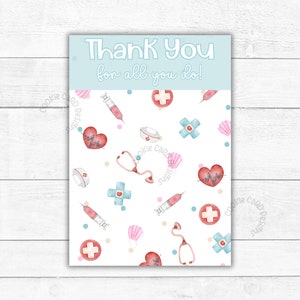 Medical Appreciation Card - Printable Thank You For All You Do Cookie Favor Gift Card for Nurse, Doctor, Pharmacist, Tech