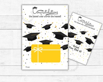 Graduation Gift Card Holder - Congratulations the tassel was worth the hassle -  5" x 7"  Printable Graduation Thank You/Favor Gift Cards