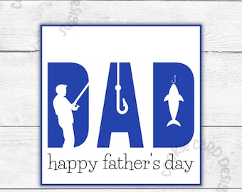 Happy Father's Day Gift Tags - Fishing Fathers Day Gift Tags - 2" &  2.5" - Square Tags - Instant Download